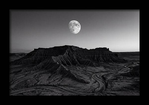 Gibbous Moon Over Desert Mesa