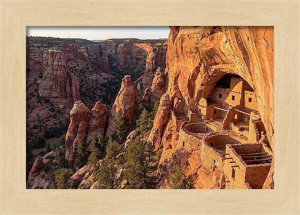 Gila Cliff Dwellings At Sunset