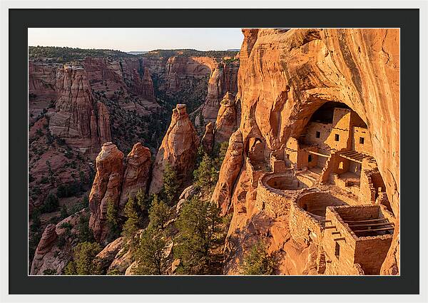 Gila Cliff Dwellings At Sunset