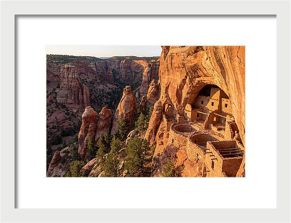 Gila Cliff Dwellings At Sunset