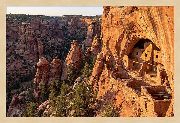 Gila Cliff Dwellings At Sunset