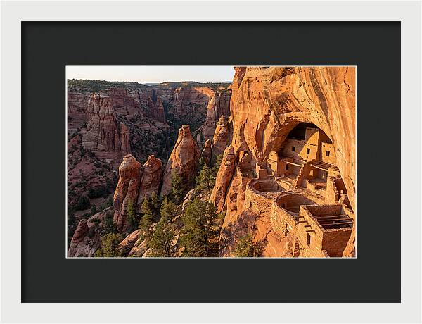 Gila Cliff Dwellings At Sunset