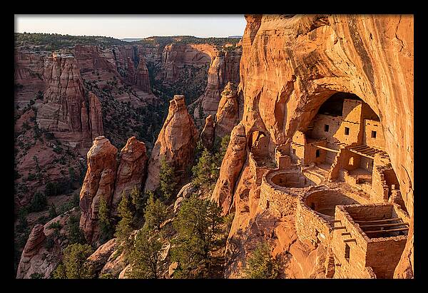 Gila Cliff Dwellings At Sunset
