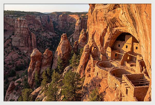 Gila Cliff Dwellings At Sunset