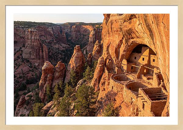 Gila Cliff Dwellings At Sunset