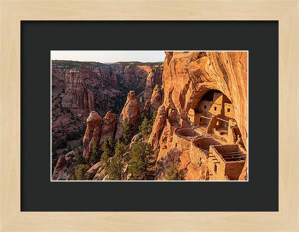Gila Cliff Dwellings At Sunset