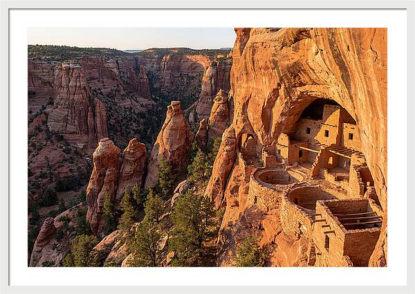Gila Cliff Dwellings At Sunset