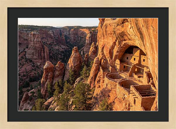 Gila Cliff Dwellings At Sunset