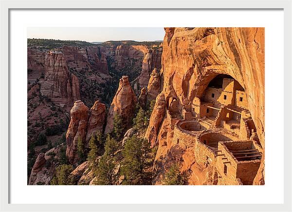 Gila Cliff Dwellings At Sunset