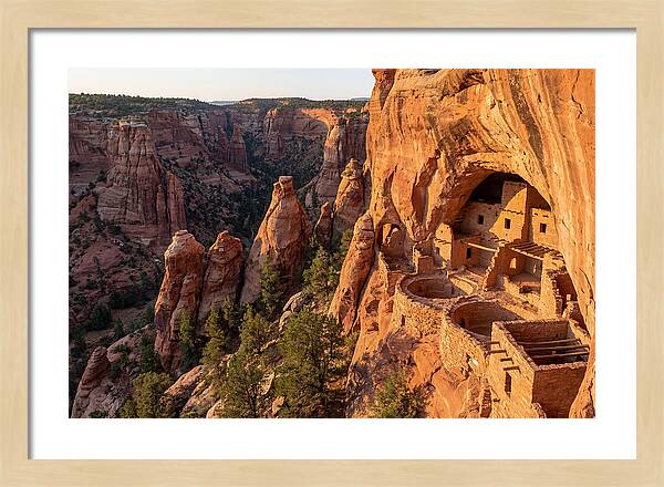 Gila Cliff Dwellings At Sunset