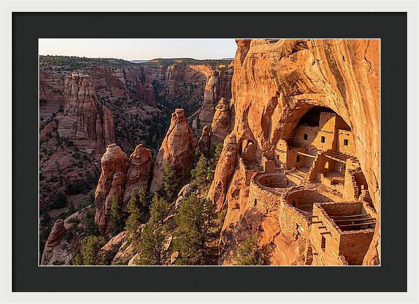 Gila Cliff Dwellings At Sunset
