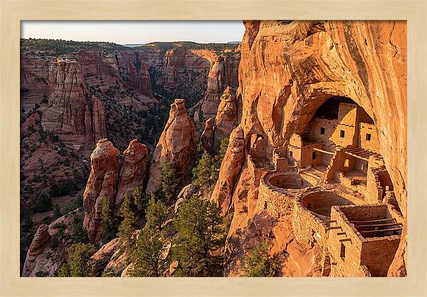 Gila Cliff Dwellings At Sunset