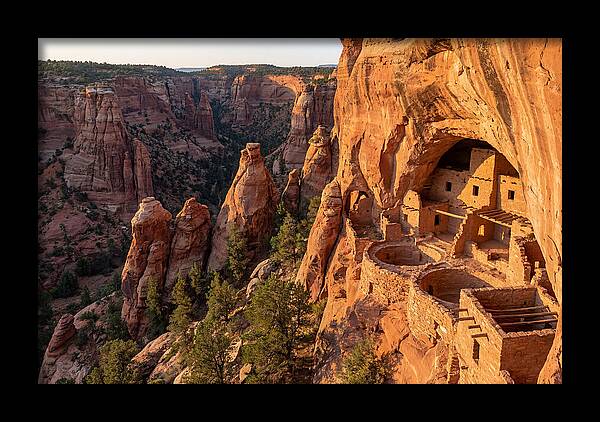 Gila Cliff Dwellings At Sunset
