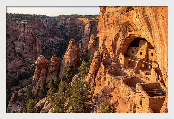 Gila Cliff Dwellings At Sunset