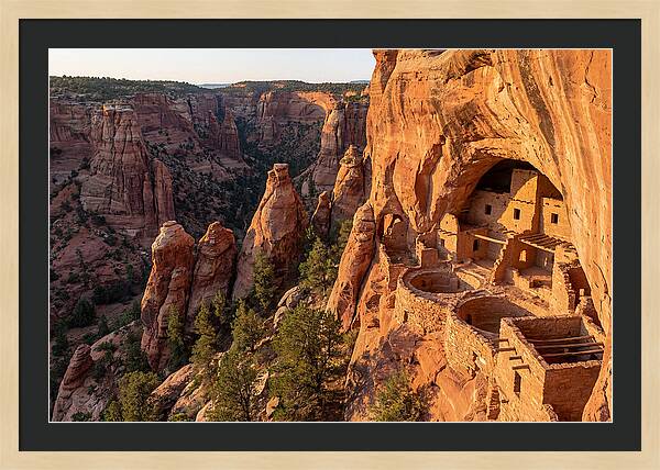Gila Cliff Dwellings At Sunset