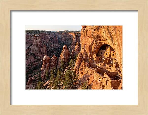 Gila Cliff Dwellings At Sunset