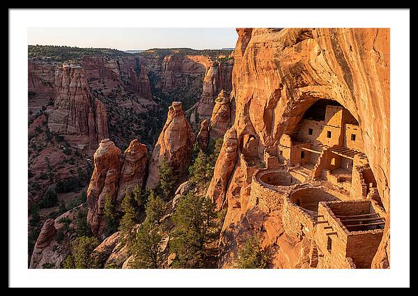 Gila Cliff Dwellings At Sunset
