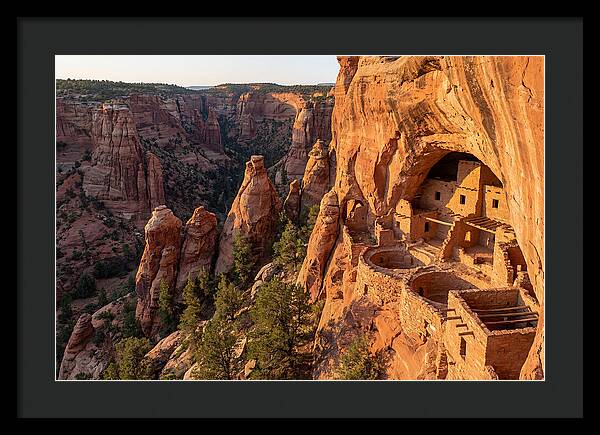 Gila Cliff Dwellings At Sunset