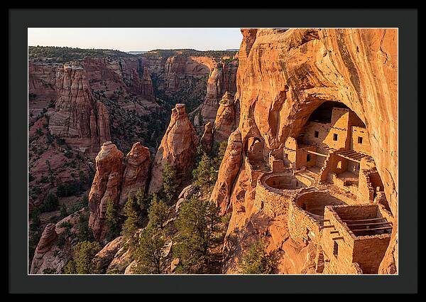Gila Cliff Dwellings At Sunset