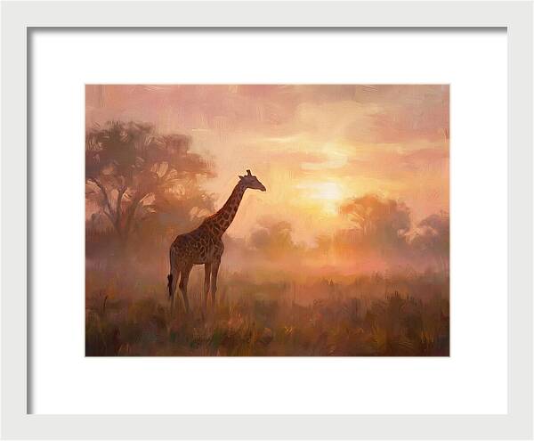 Giraffe At Sunrise