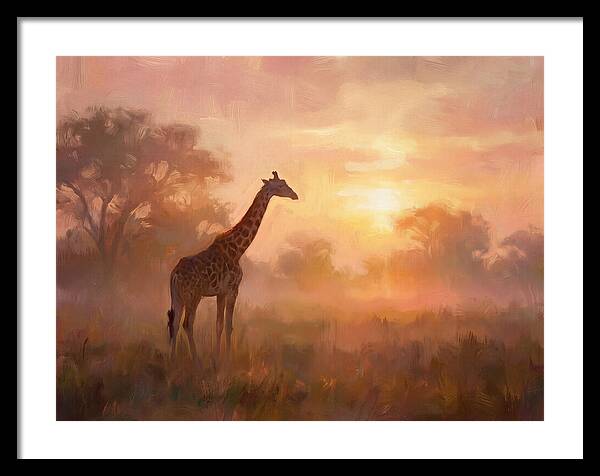 Giraffe At Sunrise