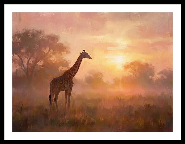 Giraffe At Sunrise