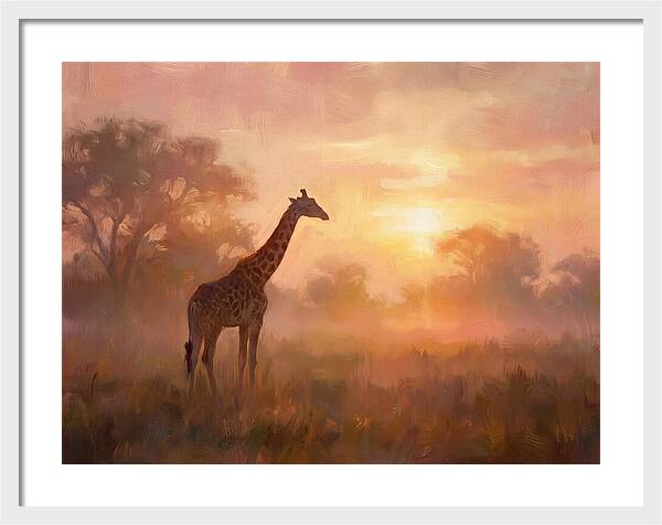 Giraffe At Sunrise