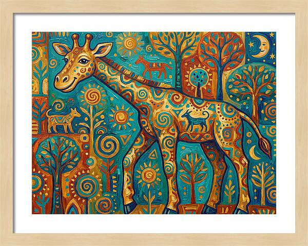 Giraffe In A Whimsical Landscape
