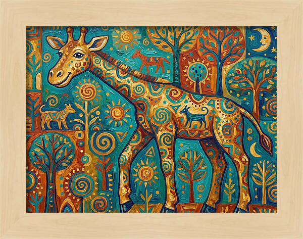 Giraffe In A Whimsical Landscape