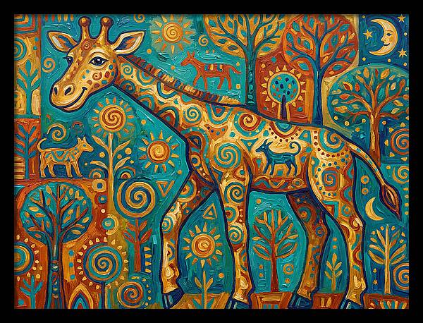 Giraffe In A Whimsical Landscape