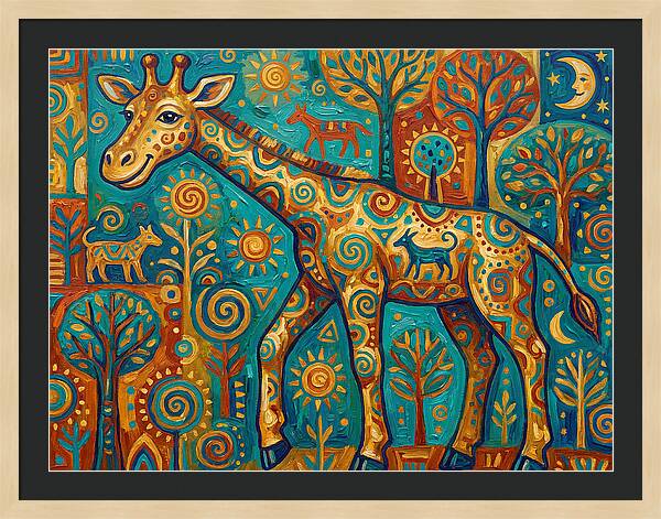 Giraffe In A Whimsical Landscape