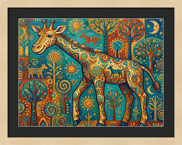 Giraffe In A Whimsical Landscape