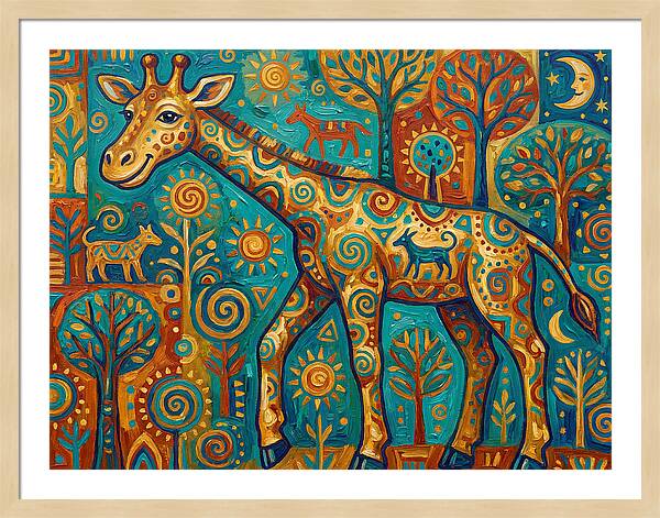Giraffe In A Whimsical Landscape