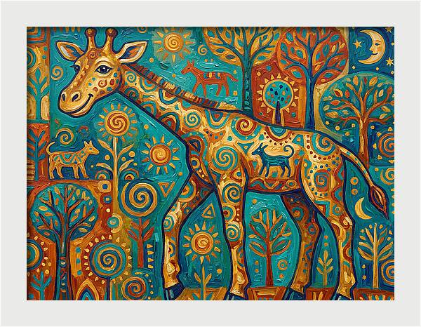 Giraffe In A Whimsical Landscape