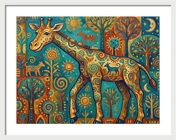 Giraffe In A Whimsical Landscape