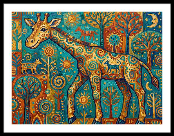 Giraffe In A Whimsical Landscape