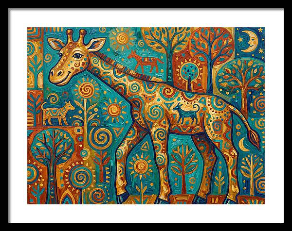 Giraffe In A Whimsical Landscape