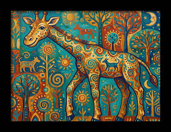 Giraffe In A Whimsical Landscape