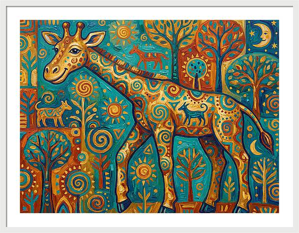 Giraffe In A Whimsical Landscape
