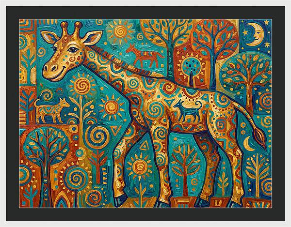 Giraffe In A Whimsical Landscape