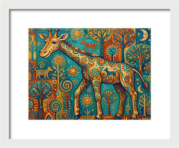Giraffe In A Whimsical Landscape