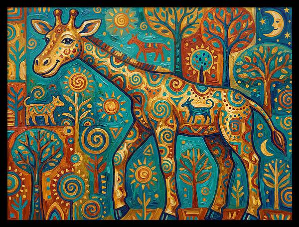 Giraffe In A Whimsical Landscape
