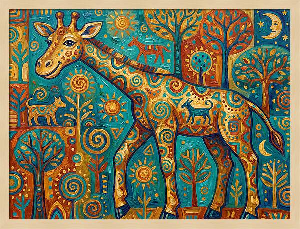 Giraffe In A Whimsical Landscape