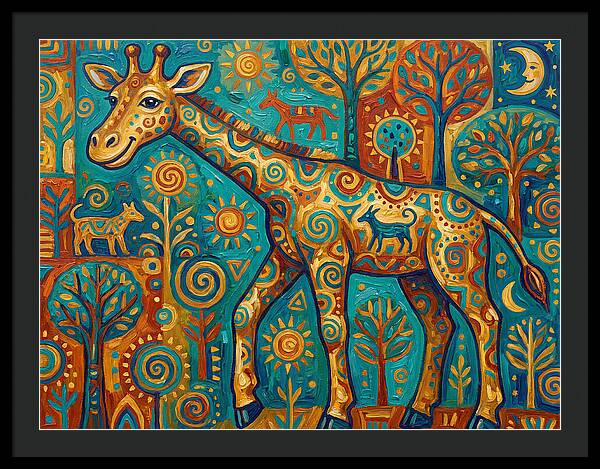 Giraffe In A Whimsical Landscape