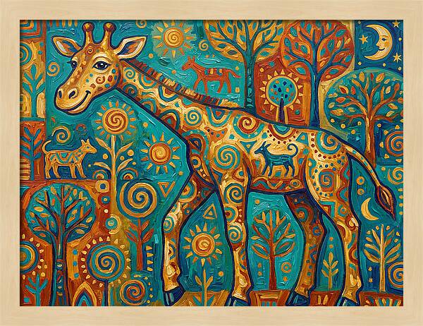 Giraffe In A Whimsical Landscape
