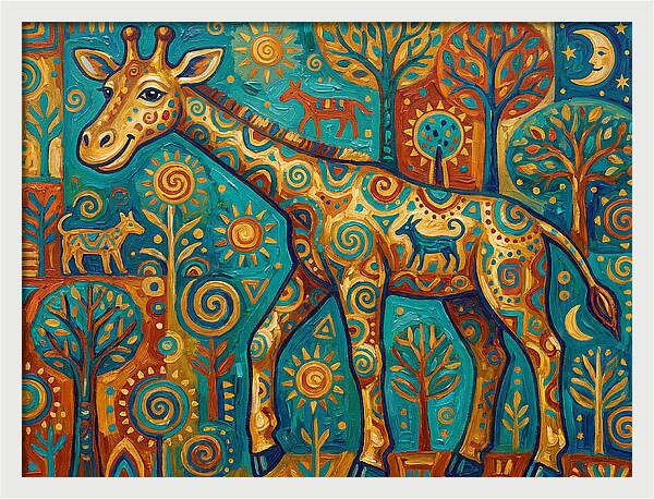 Giraffe In A Whimsical Landscape