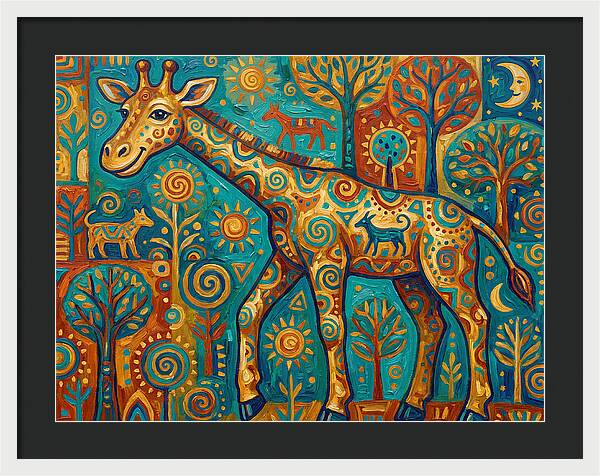 Giraffe In A Whimsical Landscape