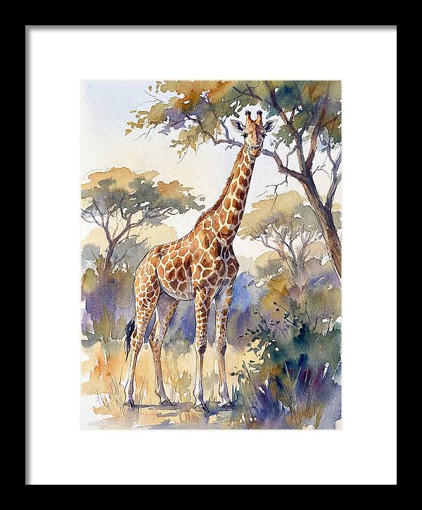 Giraffe In Serene Landscape