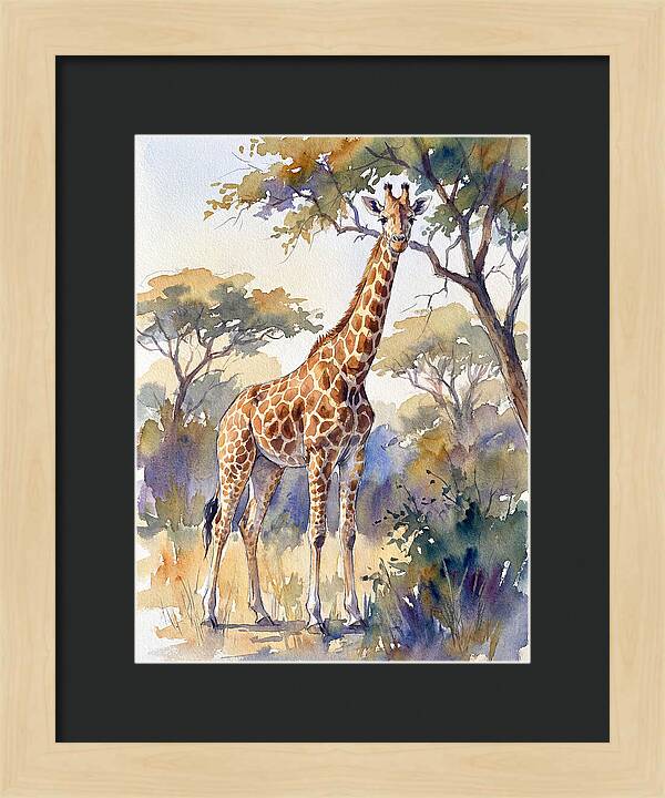 Giraffe In Serene Landscape