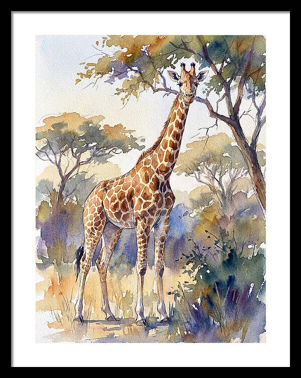 Giraffe In Serene Landscape